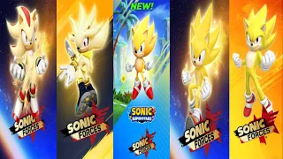 Sonic Forces Mobile -  CLASSIC SUPER SONIC New Runner Unlocked - All Five Super Characters Battle 3D