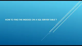 How to find the indexes on a SQL server table ?