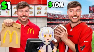 ¡Trabajo de $1 vs Trabajo de $10,000,000! | ChuyMine REACCIONA a MrBeast