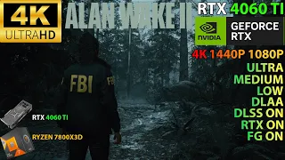 Alan Wake 2 | RTX 4060 TI | ULTRA SETTINGS | 4K | 1440P | 1080P | DLSS ON | FG ON | RTX ON