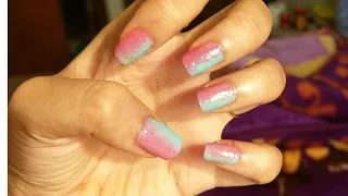 Ombre nail art using kitchen sponge