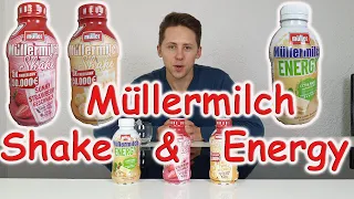 Müllermilch Shake Erdbeere, Banane und Energy weiße Schoko im test