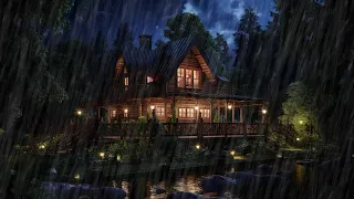 The lonely hunter's house in the thunderous rain forest | Rainy atmosphere Good Night | RDR2