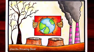 Environment Day Drawing Easy | Save Earth Save Nature Poster Making idea | Chart Project Making