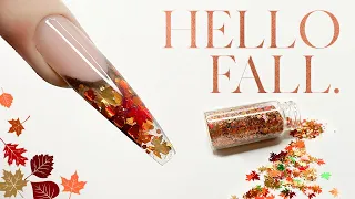 Hello Fall | Encapsulated Autumn Nail Art Design