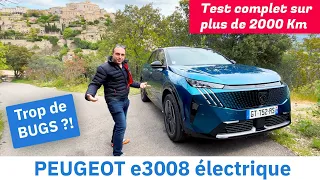 Essai Peugeot e-3008 électrique sur 2000 Km : trop de bugs !