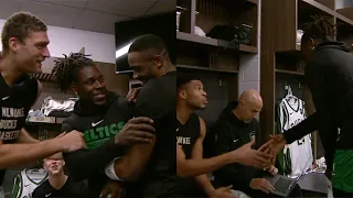 Jrue Holiday in Bucks locker room showing love to former team before first matchup