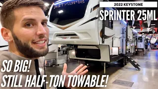 Incredibly SPACIOUS Half-Ton Towable Fifth Wheel | 2022 Keystone Sprinter 25ML