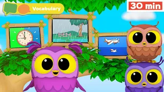 Hoot, Scoot & What - New Show | Learn Vocabulary for Kids | First Words & ABC alphabet for Babies