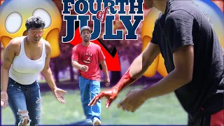 EXPLODING HAND BY FIRECRACKER IN FRONT OF MOM FOR THE FORTH OF JULY | GOES WRONG NOT CLICKBAIT!!😱