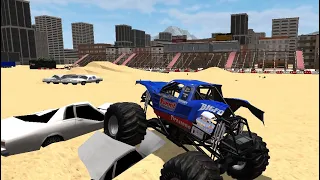 Monster truck destruction Bigfoot monsters on the beach freestyle