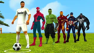 Pro 5 Superheros Game vs Spider Man roblox vs Hulk vs Joker vs Iron Man Challenge your soccer skills