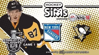 Rangers vs Penguins: Game 1 (NHL 16 Hockey Sims)