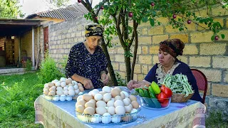 Grandma's Unusual Lunch with Lots of Eggs | Village Life Azerbaijan