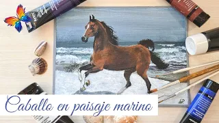 Cómo pintar un caballo en la orilla del mar con pinturas acrílicas | Tutorial paso a paso #4