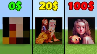 minecraft painting for 0$ vs 10$ vs 25$ vs 50$ vs 75$ vs 100$