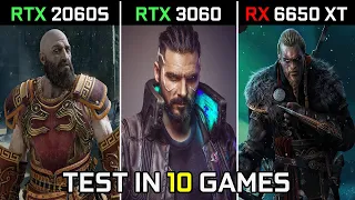 RTX 2060 SUPER vs RTX 3060 vs RX 6650 XT | Test in New 10 Games | in 2022