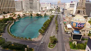 The Las Vegas Strip Aerial Drone Footage during COVID-19 Pandemic with Empty Streets and No People