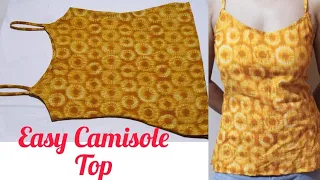 How to make camisole top/DIY spaghetti strap thank top/Camisole cutting and stitching
