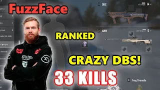 PUBG RANKED - FaZe FuzzFace with Squad - 33 KILLS - CRAZY DBS + AWM