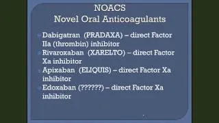 Dr. William W. Wilson Talk 1 on Novel Oral Anticoagulants