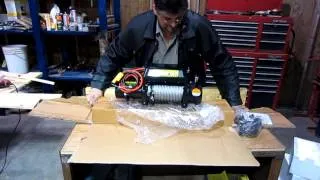 Champion 10,000 pound winch unboxing.