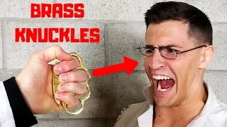 Hit with BRASS KNUCKLES Experiment | Brass Knuckle Punch Damage Test VS My Legs