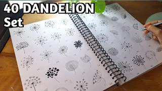 How To Draw DANDELION Flower For Your SCRAPBOOK/SKETCHBOOK......How To DOODLE DANDELION Set 40