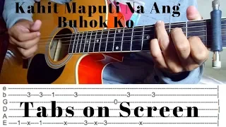 Kahit Maputi Na Ang Buhok Ko - The Hows of Us OST(Fingerstyle guitar cover)  Tabs on Screen Tutorial