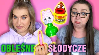 Testujemy najbardziej OBRZYDLIWE SŁODYCZE 🤢 cukierki kupy, gluty świnki 😱 | Agnieszka Grzelak Vlog