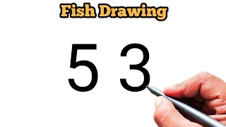 How to draw fish from Number 53 | Easy Fish Drawing | Number Drawing