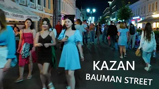 Kazan - Bauman Street - Night Walking Tour Russia  - 4K🎧- Evening City Walk With Real Ambient Sounds