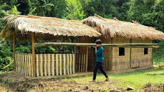 Full Video;  45 Days Building a New Life, Bamboo House, Bamboo Bed, Kitchen, Forest life