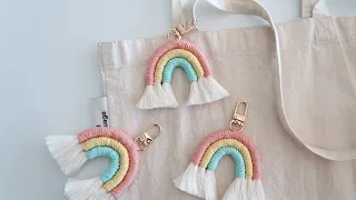 DIY Macrame Rainbow Keychain 마크라메 무지개 키링 만들기