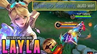 AUTO WIN!! LAYLA NEW GOLD LANE BEST & EMBLEM!! - BUILD TOP GLOBAL LAYLA 2024 ~ MLBB