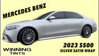 2023 Mercedes S-Class Wrap in silver satin