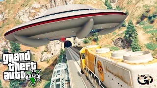 Что будет если НЛО остановит поезд в GTA 5? - Эксперимент