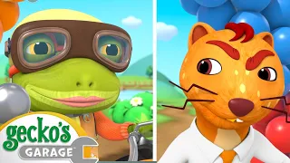 Balloon Race | Monster Truck| Animal for Kids | Truck and Bus Cartoon | Gecko's Garage