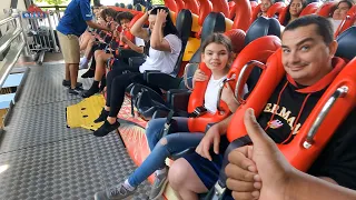 Busch Gardens Williamsburg Griffon , helping Front row full of first time riders ,rollercoaster fear