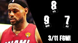 LeBron James WORST Career Game Lowlights 2011 Finals G4 vs Mavs - 8 Pts, 9 Rebs, 7 Asts, 3-11 FGM!