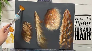 EASY How to paint FUR AND HAIR ~ acrylic, painting tutorial for beginners ! ￼