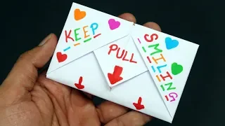 DIY - Pull Tab Origami Envelope Card || SURPRISE MESSAGE CARD || Letter Folding Origami