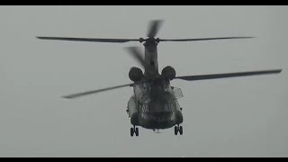 Training flights and lowpass RNLAF Boeing CH-47 Chinook at the Arnhemse Heide