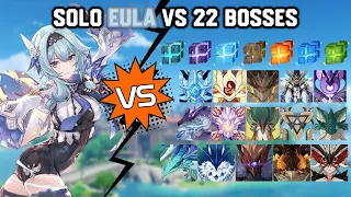 Solo C0 Eula vs 22 Bosses Without Food Buff | Genshin Impact