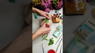 Кружка с цветами #cernit #polymerclay #tutorial #полимернаяглина