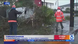 Tornado damages buildings in Montebello