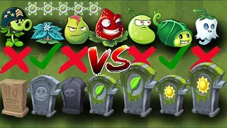 PvZ2 Challenge - How Many Plants Can Defeat 7 Different Gravestone Using Only 5 Plant Food?