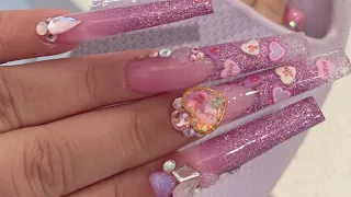 Watch me work| Holographic Ombre+ Encapsulated Candy Hearts 💕