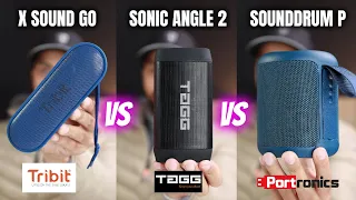Tribit Xsound Go vs Tagg Sonic Angle 2 vs Portronics Sounddrum P 🔥 COMPARISON & SOUND + BASS TEST