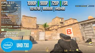 Intel UHD 730 | Counter-Strike 2 - 1080p, 900p, 720p, 1024x768, 800x600, 640x480